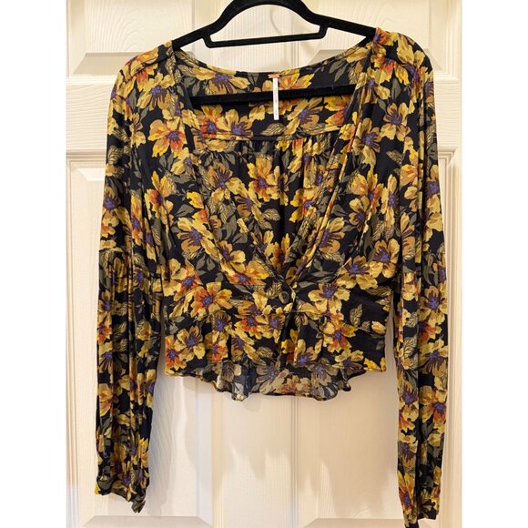 Free People Love Letter Set With Long Sleeve Crop Top - Black/Yellow Boho Style - Picture 2 of 16